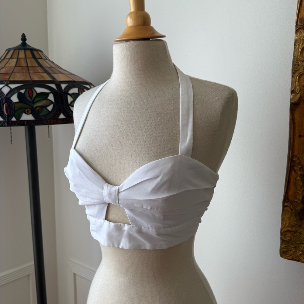 Revolve White Halter Crop Top